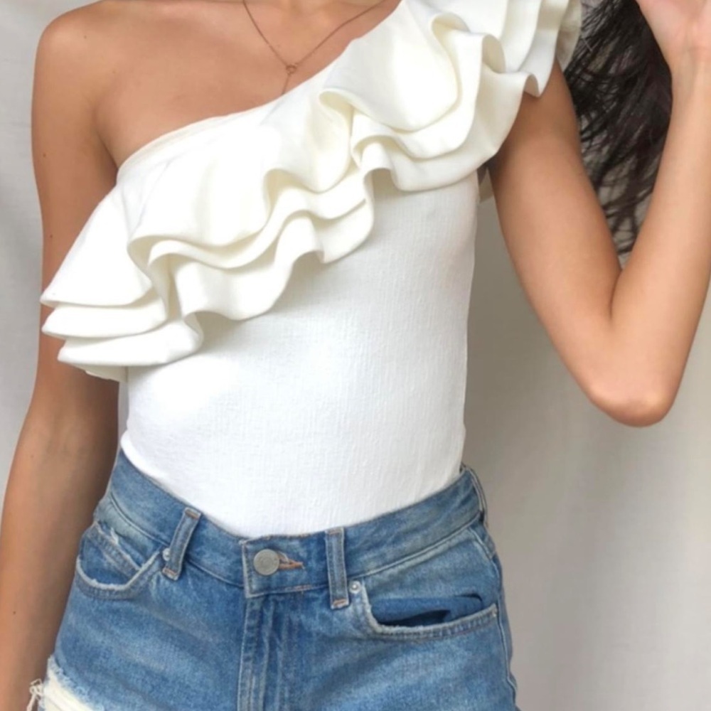 White Ruffle Bodysuit